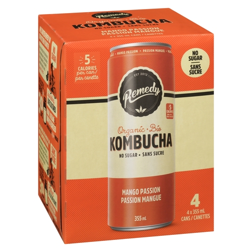 Remedy - Organic Kombucha - Mango Passion 4/355ml, 1 Each