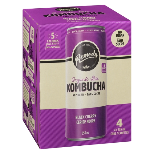Remedy - Organic Kombucha - Black Cherry 4/355ml, 1 Each