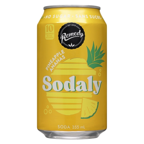 Remedy Sodaly Soda - Pineapple 355ml, 1 Each
