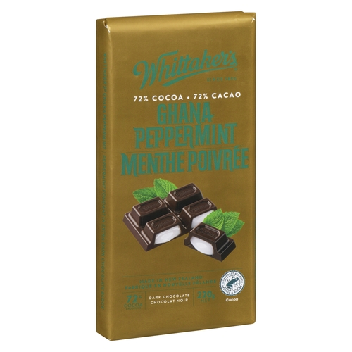 Whittaker's - Dark Chocolate Bar - Ghana Peppermint 72% Cacao 220g, 1 Each
