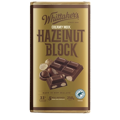 Whittaker's - Creamy Milk Chocolate Hazelnut Block 33% Cacao 250g, 1 Each