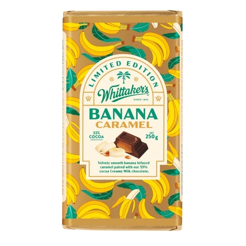 Whittaker's Milk Chocolate Block - Banana Caramel 33% Cacao 250g, 1 Each